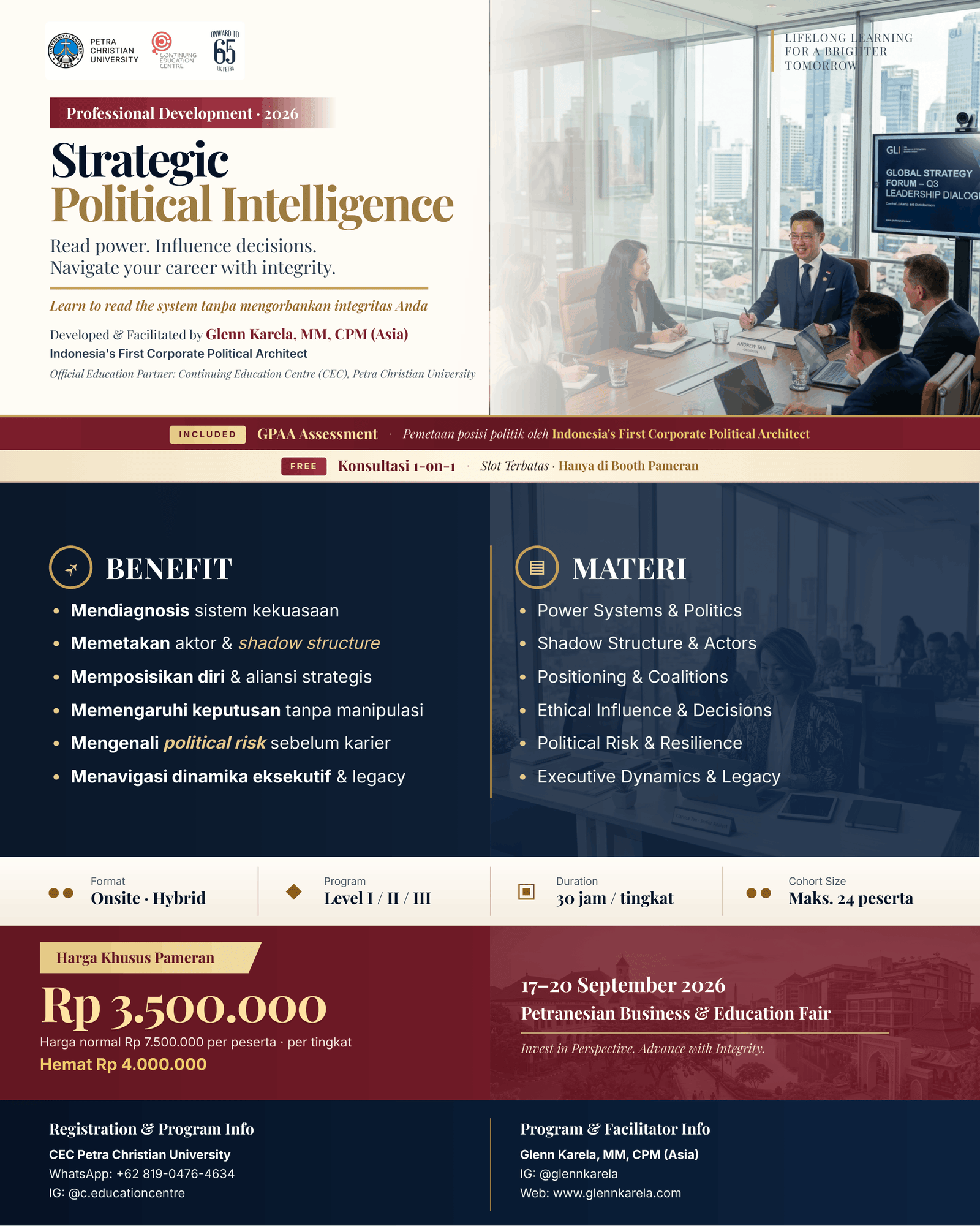 Flyer Strategic Political Intelligence — Petra Business & Education Fair 2026